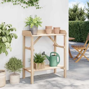 vidaXL Στήριξη φυτών με ράφι Καφέ 75 x 40 x 90 εκ. Στερεό ξύλο πεύκου