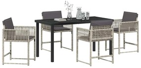 vidaXL Σέτ φαγητού για κήπο 5 pcs Ανοιχτό γκρι συνθετικό ρατάν