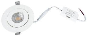 GloboStar® LEXIS JOINT 60991 Χωνευτό LED Κινούμενο Spot Downlight 7W 660lm 45° AC 220-240V IP44 Φ12cm x Υ3.1cm - Στρόγγυλο - Λευκό - Θερμό Λευκό 2700K - Bridgelux Chip - TÜV Certified Driver - 5 Years Warranty