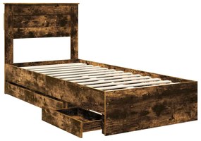 vidaXL Σκελετός Κρεβατιού Καπνιστό Δρύς 100 x 200 cm Μηχανήματος Ξύλο