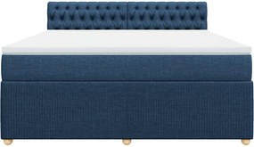 vidaXL Κρεβάτι Boxspring με Στρώμα Μπλε 180x200 εκ. Υφασμάτινο