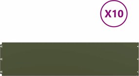 vidaXL Περιφράξεις γκαζόν 10 τεμάχια Ελαιοπράσινο 25x103 cm