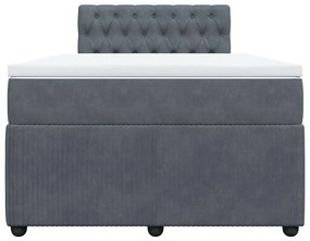 vidaXL Κρεβάτι Boxspring με Στρώμα Σκούρο Γκρι 120x200 εκ. Βελούδινο