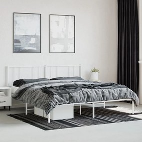 Πλαίσιο Κρεβατιού με Κεφαλάρι Λευκό 200 x 200 εκ. Μεταλλικό - Λευκό