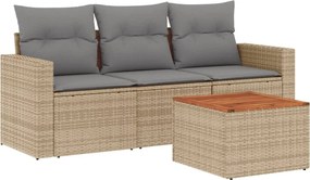 vidaXL Patio Sofa Set 3-θέσια Μίξη μπεζ και ανοιχτό γκρι