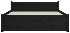 Πλαίσιο Κρεβατιού Μαύρο 135x190 εκ. από Μασίφ Ξύλο Double - Μαύρο