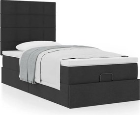 vidaXL Οθωμανικό κρεβάτι με στρώμα Μαύρο 80x200cm Ύφασμα