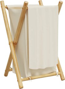 vidaXL Καλάθι Απλύτων Κρεμ Λευκό 41,5 x 36 x 63,5 εκ. Μπαμπού