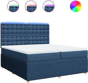 vidaXL Κρεβάτι Boxspring με Στρώμα Μπλε 200x200 εκ. Υφασμάτινο