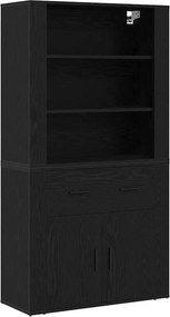 vidaXL Highboard Μαύρη Οξυά 80 x 33 x 150 εκ Επεξεργασμένο ξύλο