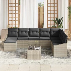 vidaXL Σέτ φαγητού για κήπο με μαξιλάρι 9 pcs Ανοιχτό γκρι