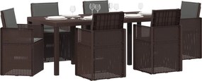 vidaXL Σέτ φαγητού για κήπο με μαξιλάρι 7 pcs Καφέ και Ανθρακί PP