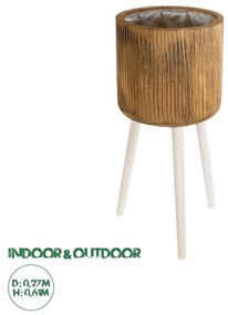 20555 GloboStar® Artificial Garden JAMAICA 20555 Διακοσμητικό Ξύλινο Κασπώ Γλάστρα - Flower Pot Καφέ Φ27 x Υ61cm