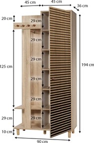 Έπιπλο εισόδου Soho Megapap χρώμα sonoma 90x36x194εκ.