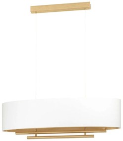 Φωτιστικό Οροφής Pinetara 390182 102x28x150cm 4xE27 40W White-Brass Eglo Steel,Fabric