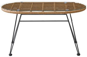 Τραπέζι Naoki μαύρο μέταλλο-pe φυσικό-γυαλί 100x45x46εκ