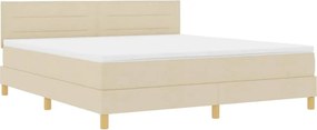 vidaXL Κρεβάτι box spring με στρώμα με στρώμα Κρεμ 180 x 200 cm ύφασμα