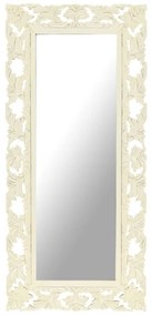 Καθρέφτης Σκαλιστός στο Χέρι Λευκός 110x50 εκ Μασίφ Ξύλο Μάνγκο - Λευκό