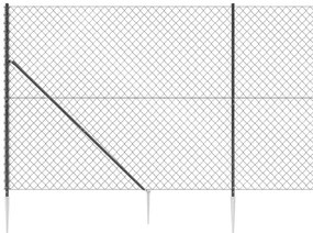 vidaXL Συρματόπλεγμα Περίφραξης Ανθρακί 1,4 x 25 μ. με Καρφωτές Βάσεις
