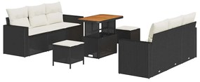 vidaXL Σετ Καναπέ Κήπου 9 pcs Μαύρο και κρεμ 90 x 55 x 71 cm
