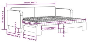 Καναπές Κρεβάτι Συρόμενος Σκούρο γκρι 90x200 εκ Ύφασμα Στρώματα - Γκρι