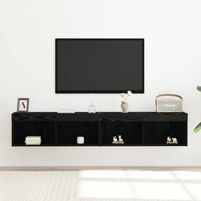 vidaXL Κάγκελα Τηλεόρασης με LED Φώτα 2 τμχ Μαύρη Δρυς 80x30x30 εκ