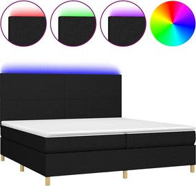 vidaXL Κρεβάτι Boxspring με Στρώμα &amp; LED Μαύρο 200x200 εκ. Υφασμάτινο