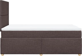 vidaXL Κρεβάτι Boxspring με Στρώμα Σκούρο Καφέ 120x190 εκ Υφασμάτινο
