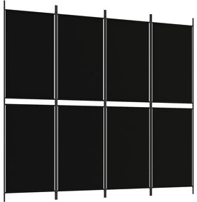 vidaXL Διαχωριστικό Δωματίου με 4 Πάνελ Μαύρο 200x180 εκ. από Ύφασμα