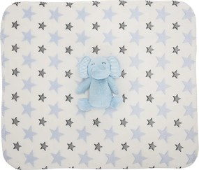 NAPPY WHITE BLANKET WITH BLUE ELEPHANT