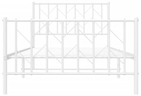 vidaXL Πλαίσιο Κρεβατιού με Κεφαλάρι/Ποδαρικό Λευκό 100x190εκ. Μέταλλο