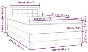 Κρεβάτι Boxspring με Στρώμα Σκούρο Πράσινο 120x210εκ. Βελούδινο - Πράσινο