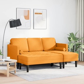 vidaXL Σετ 2 Τεμαχίων Καναπέ με Μαξιλάρια Σκούρο Κίτρινο Ύφασμα