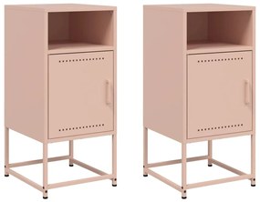 vidaXL Κομοδίνα 2 τεμ. Ροζ 36x39x78 εκ. από Χάλυβα