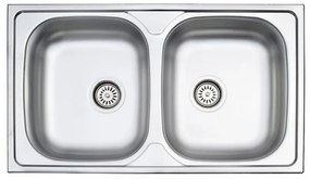 Fortinox Valley 50 25286 Ανοξείδωτος Λείος Ένθετος Νεροχύτης Με 2 Γούρνες 86x50 cm