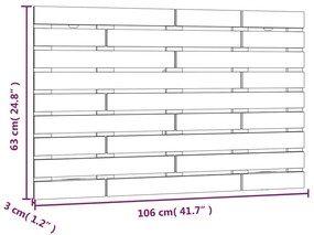 Κεφαλάρι Τοίχου Γκρι 106x3x63 εκ. από Μασίφ Ξύλο Πεύκου - Γκρι