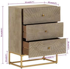 Συρταριέρα 55 x 30 x 76 εκ. από Μασίφ Ξύλο Μάνγκο &amp; Σίδηρο - Καφέ