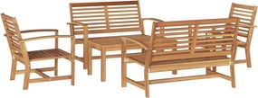 vidaXL Σετ Καναπέ Κήπου 5 pcs Φυσικό Στερεό Ξύλο Τίκ