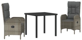 vidaXL Σετ 3 κομματιών Dining Set Κήπου Γκρι Πολυρεντάν