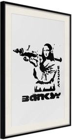 Αφίσα - Banksy: Mona Lisa with Bazooka I - 20x30 - Μαύρο - Με πασπαρτού