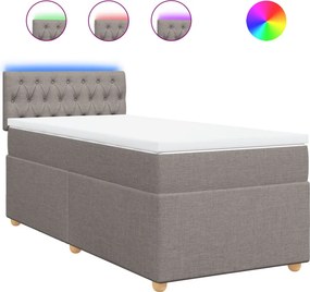 vidaXL Κρεβάτι Boxspring με Στρώμα Taupe 100 x 200 εκ. Υφασμάτινο