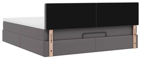 Οθωμανικό κρεβάτι με στρώματα &amp; LEDs Γκρι Faux Leather 3312170