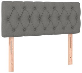 vidaXL Κρεβάτι Boxspring με Στρώμα &amp; LED Σκ.Γκρι 90x190 εκ. Υφασμάτινο