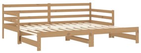 vidaXL Καναπές Κρεβάτι Καφέ Μελί 2 x (90 x 200) εκ. Μασίφ Ξύλο Πεύκου