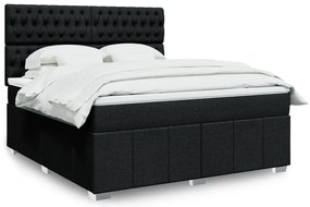 vidaXL Κρεβάτι Boxspring με Στρώμα Μαύρο 180x200 εκ. Υφασμάτινο