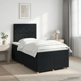 vidaXL Κρεβάτι box spring με στρώμα Μαύρο 120 x 190 cm Ύφασμα