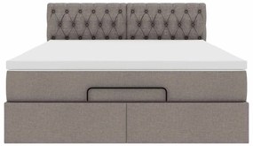 vidaXL Οθωμανικό κρεβάτι με στρώμα Taupe 140x200cm ύφασμα
