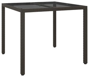 vidaXL Τραπέζι Κήπου για Φαγητό Καφέ 90 x 90 x 75 cm Πολυ ράταν