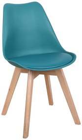 Καρέκλα Gaston pakoworld PP-PU μπλε απόχρωση- φυσικό πόδι 44x52x78εκ