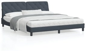 vidaXL Κρεβάτι με Στρώμα Σκούρο Γκρι 180x200 εκ. Βελούδινο